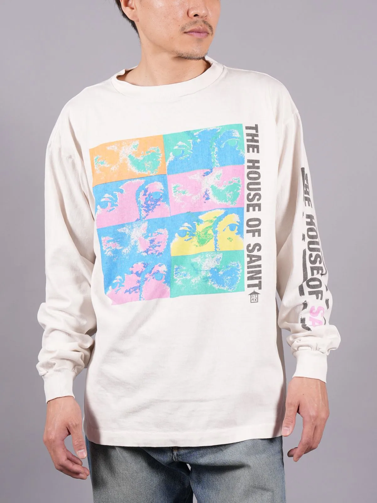 #SA62 SAINT pure cotton long-sleeved T P156 Color: White Size: S-XL